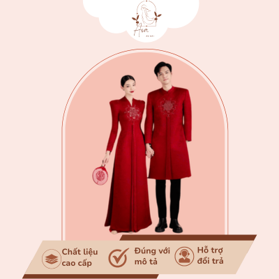 Cặp áo dài nam nữ thêu cao cấp - JBS543
