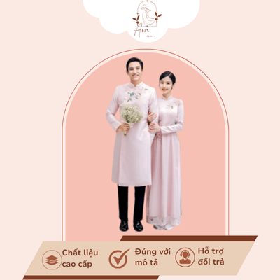Áo dài dâu rể thêu cao cấp màu hồng - ATX331