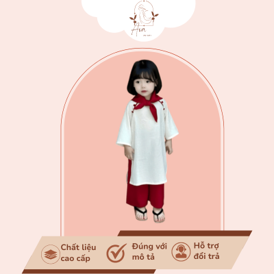 Áo dài cho bé gái basic kèm khăn - FVT33