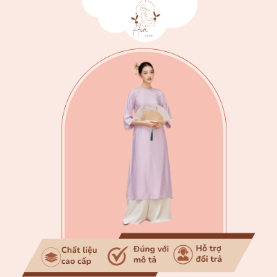 Áo gấm cổ tròn màu tím - VS003