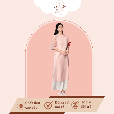 Áo dài cách tân thêu hoa nổi tay lỡ - AYV002